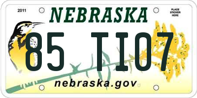 NE license plate 85TI07