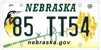 NE license plate 85TT54