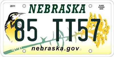 NE license plate 85TT57
