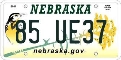 NE license plate 85UE37