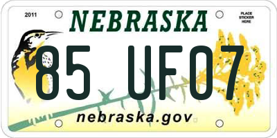 NE license plate 85UF07