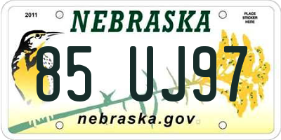 NE license plate 85UJ97