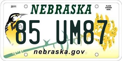 NE license plate 85UM87