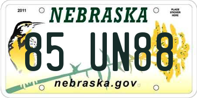 NE license plate 85UN88