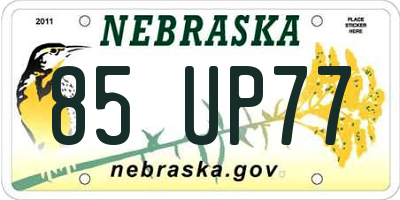 NE license plate 85UP77