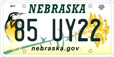 NE license plate 85UY22