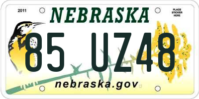 NE license plate 85UZ48