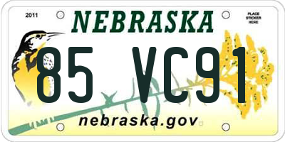 NE license plate 85VC91