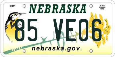 NE license plate 85VE06
