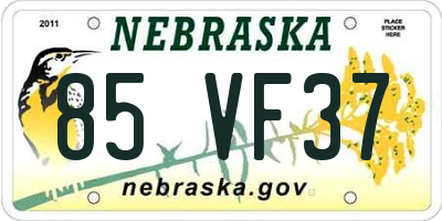 NE license plate 85VF37