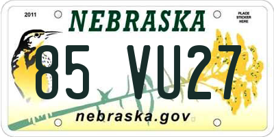 NE license plate 85VU27