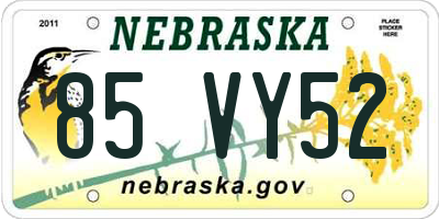 NE license plate 85VY52