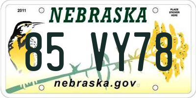 NE license plate 85VY78
