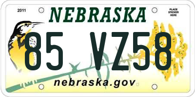 NE license plate 85VZ58