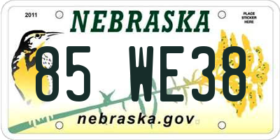 NE license plate 85WE38