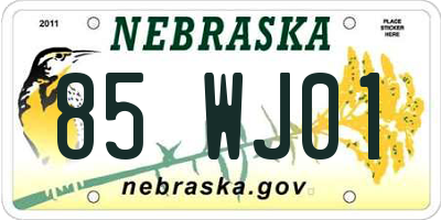 NE license plate 85WJ01