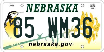 NE license plate 85WM36