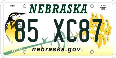NE license plate 85XC87