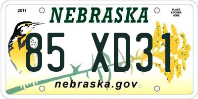 NE license plate 85XD31