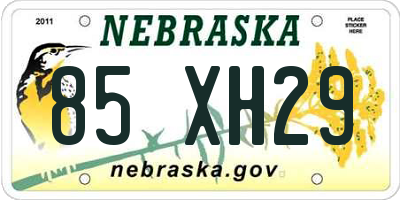 NE license plate 85XH29