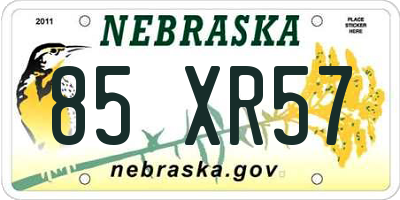 NE license plate 85XR57