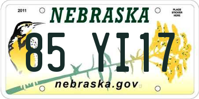 NE license plate 85YI17