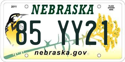 NE license plate 85YY21
