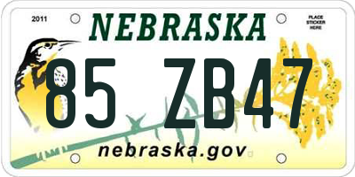 NE license plate 85ZB47
