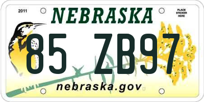 NE license plate 85ZB97