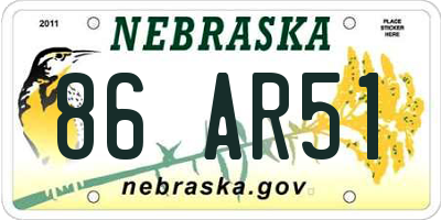 NE license plate 86AR51