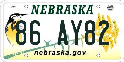 NE license plate 86AY82