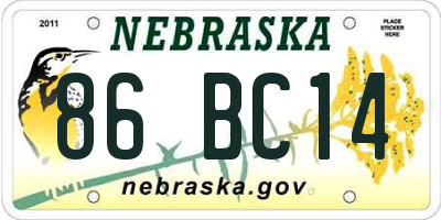 NE license plate 86BC14