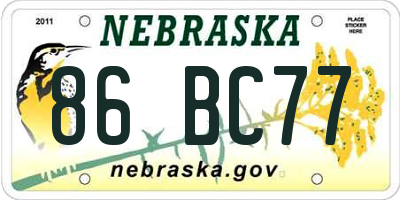 NE license plate 86BC77