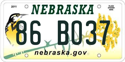 NE license plate 86BO37