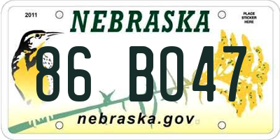 NE license plate 86BO47