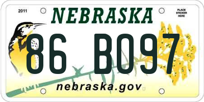 NE license plate 86BO97