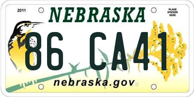 NE license plate 86CA41