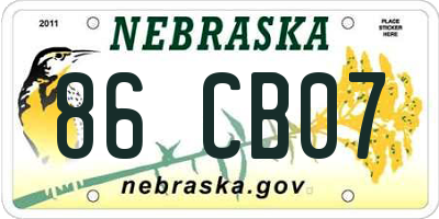 NE license plate 86CB07