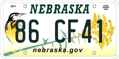NE license plate 86CF41