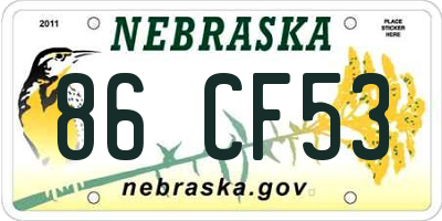 NE license plate 86CF53