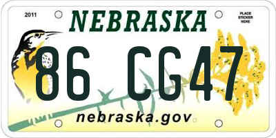NE license plate 86CG47