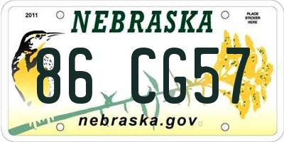 NE license plate 86CG57
