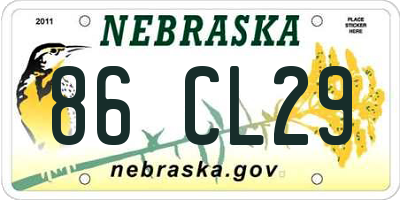 NE license plate 86CL29