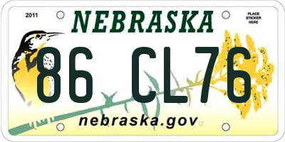 NE license plate 86CL76