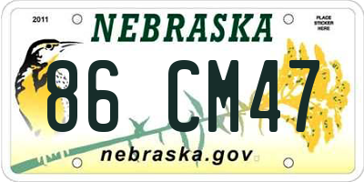 NE license plate 86CM47