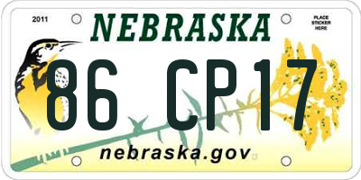 NE license plate 86CP17