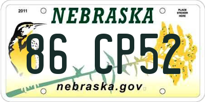 NE license plate 86CP52