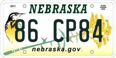 NE license plate 86CP84