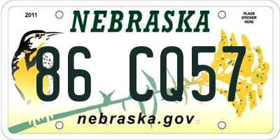 NE license plate 86CQ57