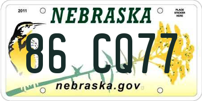 NE license plate 86CQ77